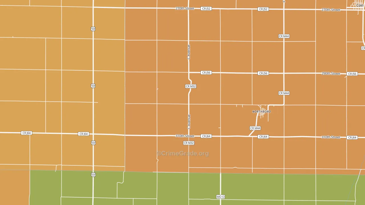 Northboro, IA Map of Arson Rates