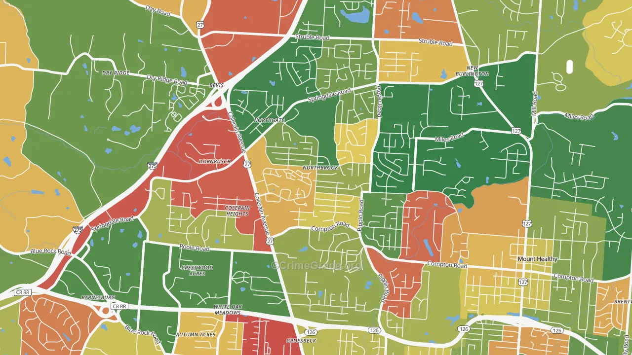 Northbrook, Cincinnati, OH Map of Arson Rates