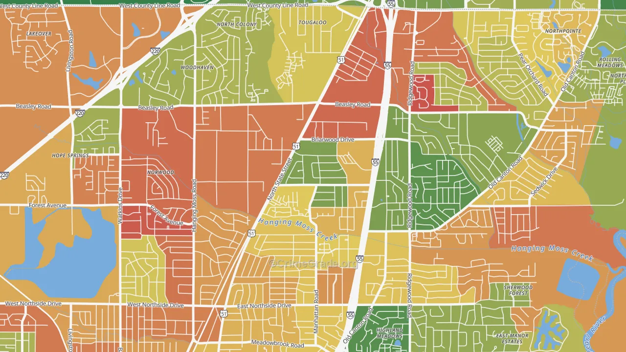 Northbrook, Jackson, MS Map of Arson Rates