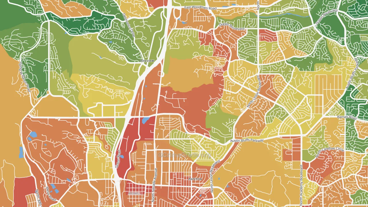 Northeast Colorado Springs, Colorado Springs, CO Map of Arson Rates