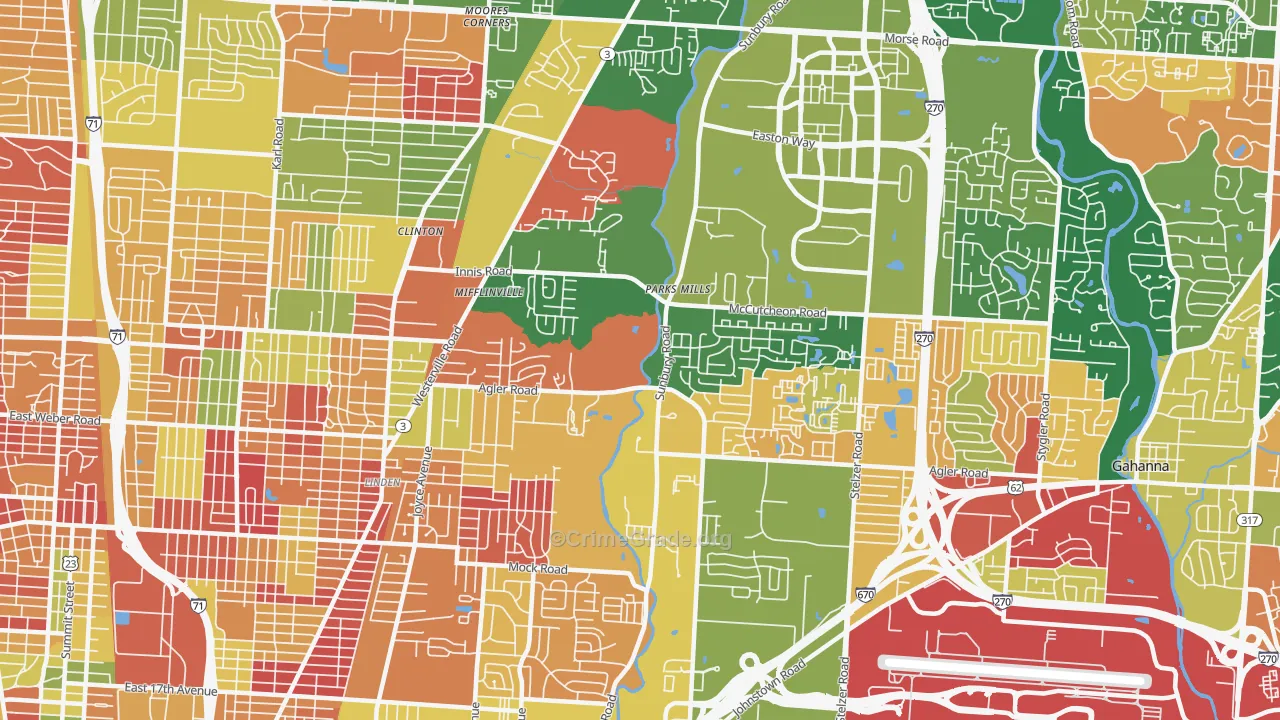 Northeast, Columbus, OH Map of Arson Rates