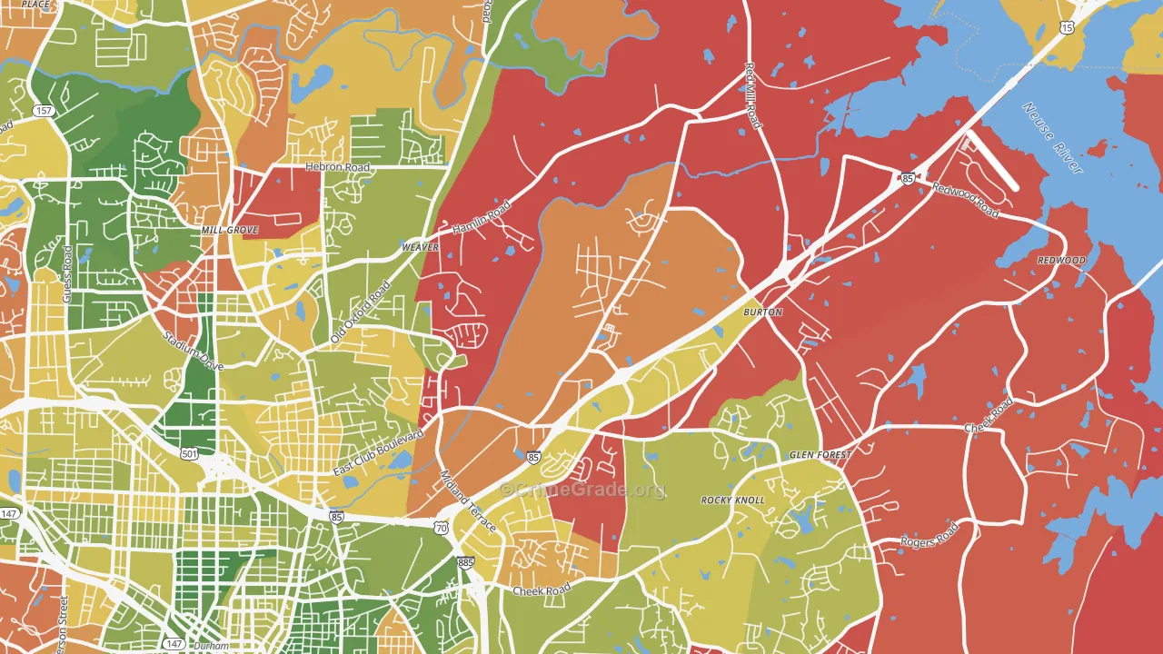 Northeast Durham, Durham, NC Map of Arson Rates