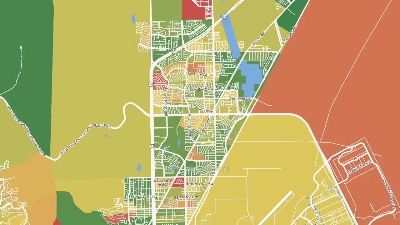 Northeast, El Paso, TX Map of Arson Rates