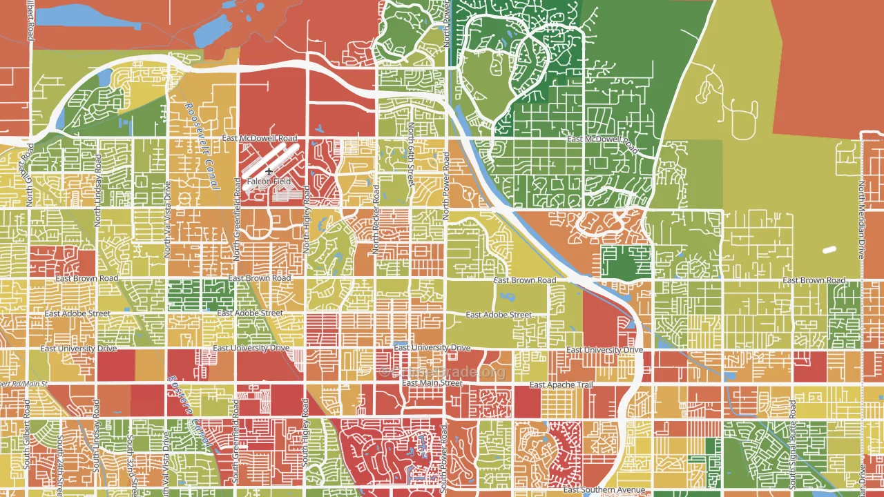 Northeast, Mesa, AZ Map of Arson Rates