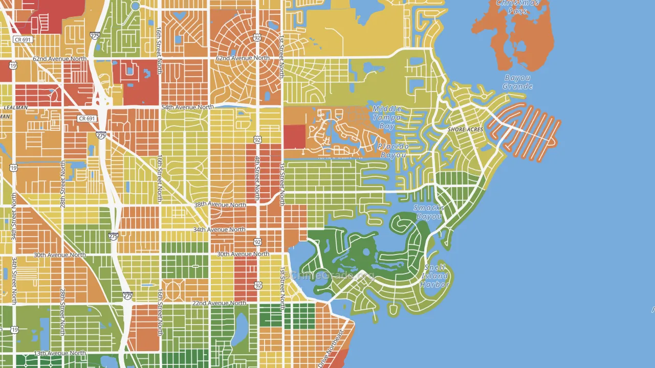 Northeast Park, St. Petersburg, FL Map of Arson Rates