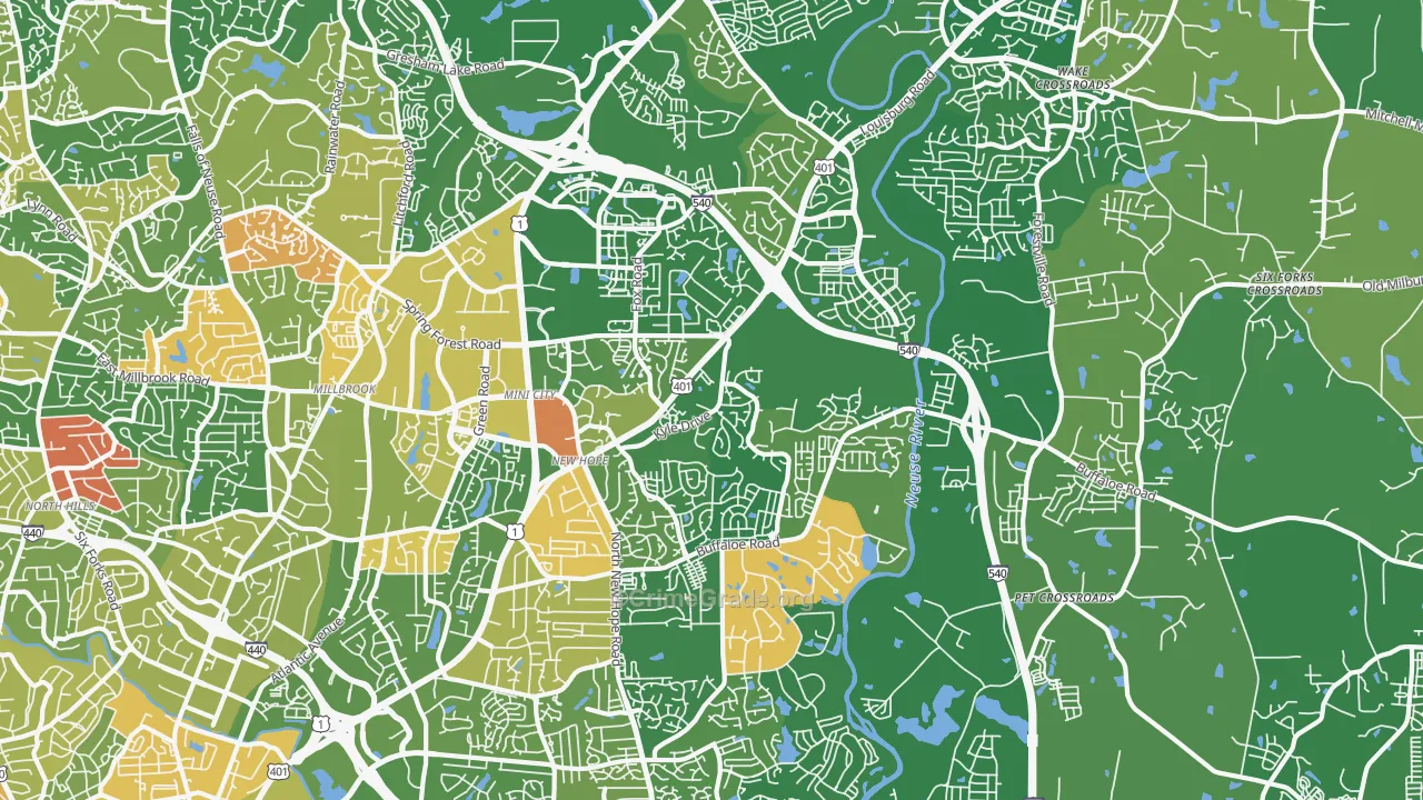 Northeast Raleigh, Raleigh, NC Map of Arson Rates