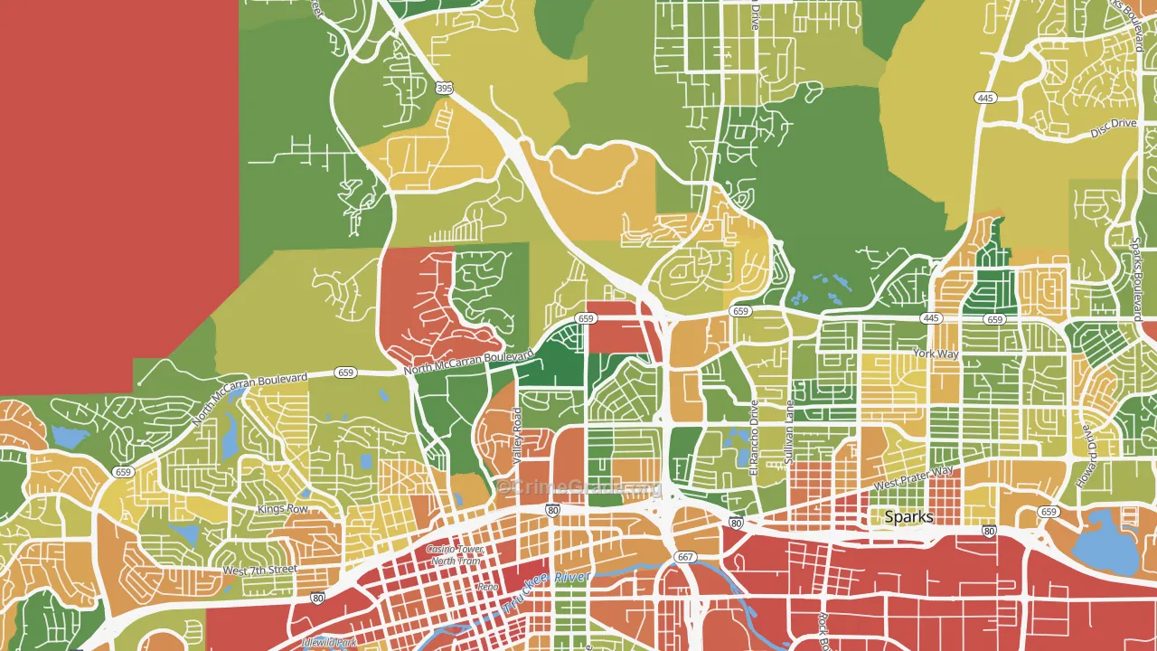 Northeast, Reno, NV Map of Arson Rates
