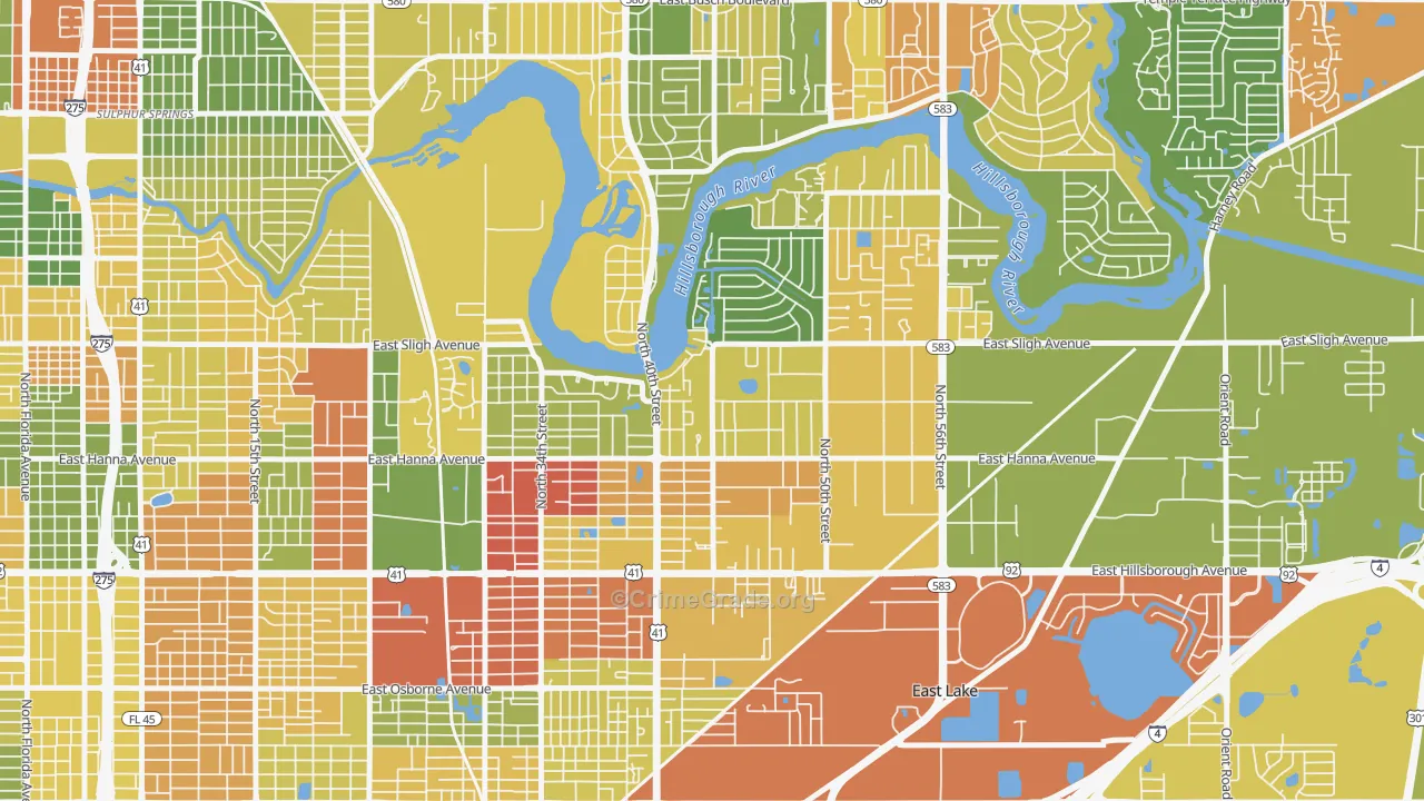Northeast, Tampa, FL Map of Arson Rates