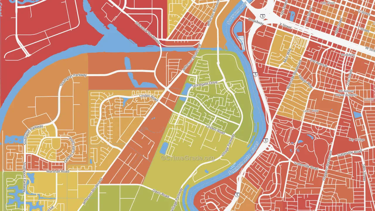 Northeast Village, West Sacramento, CA Map of Arson Rates