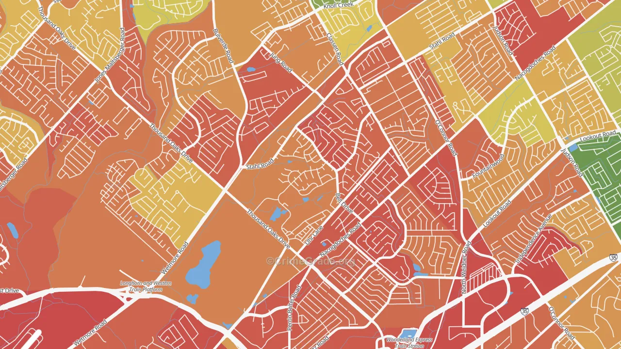 Northern Hills, San Antonio, TX Map of Arson Rates