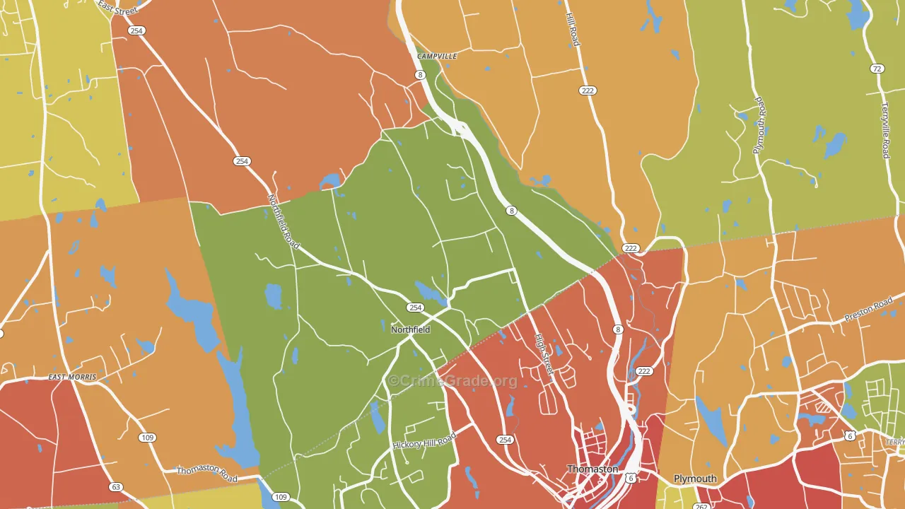 Northfield, CT Map of Arson Rates