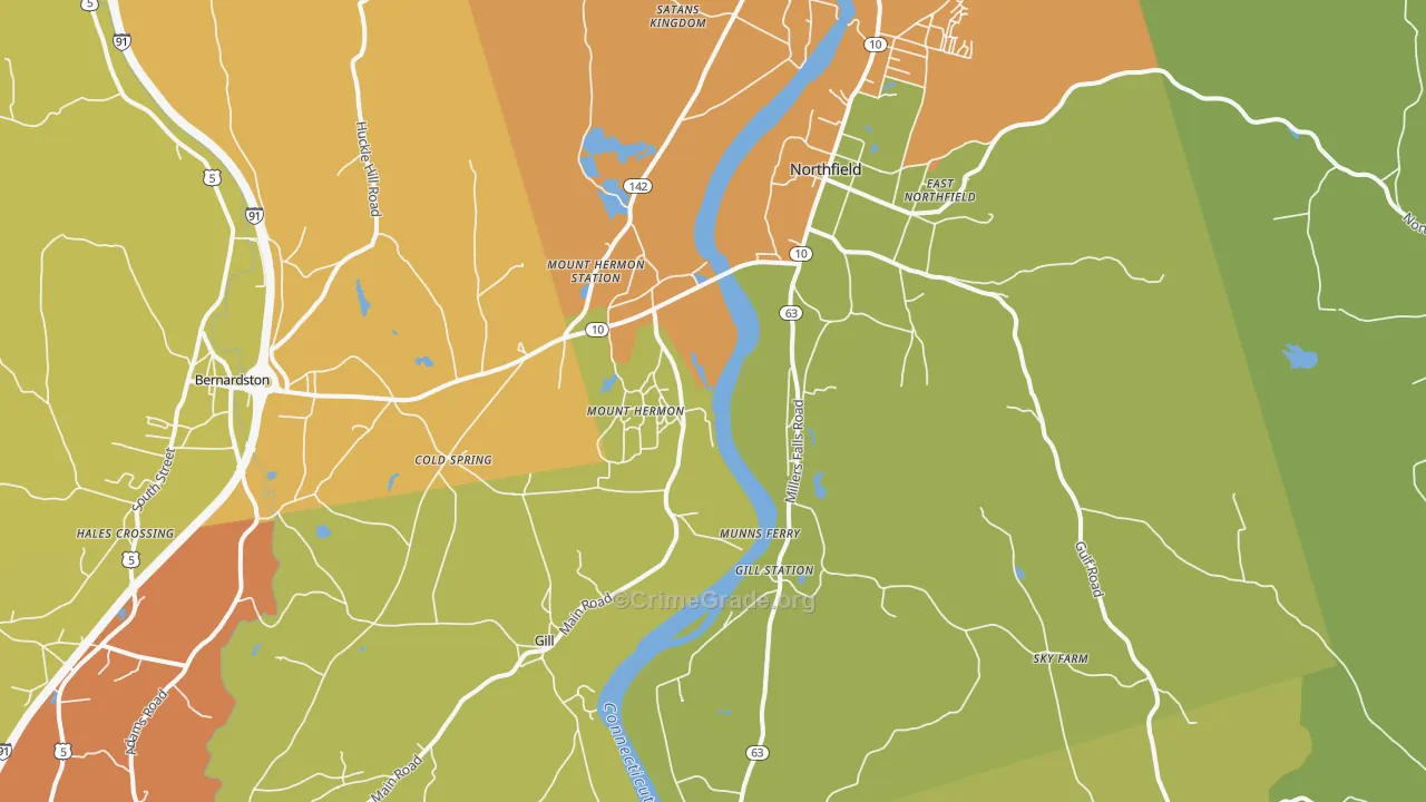 Northfield, MA Map of Arson Rates