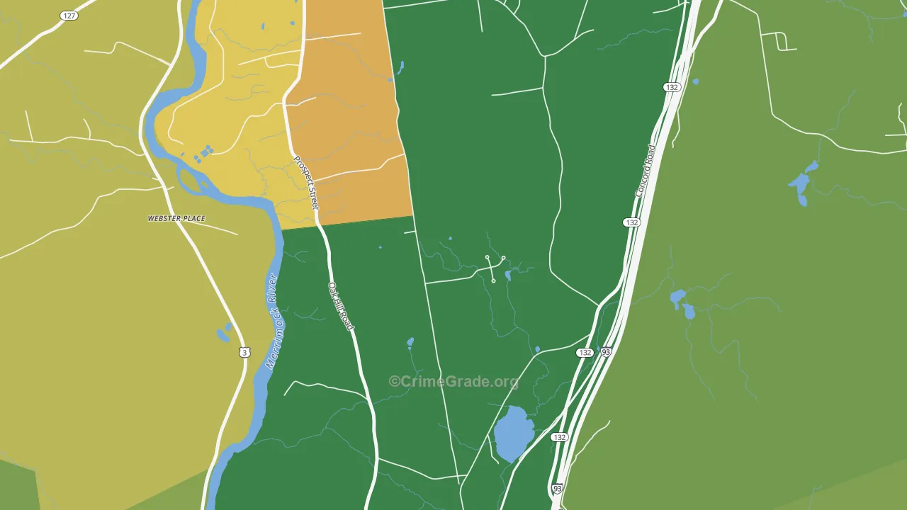 Northfield, NH Map of Arson Rates