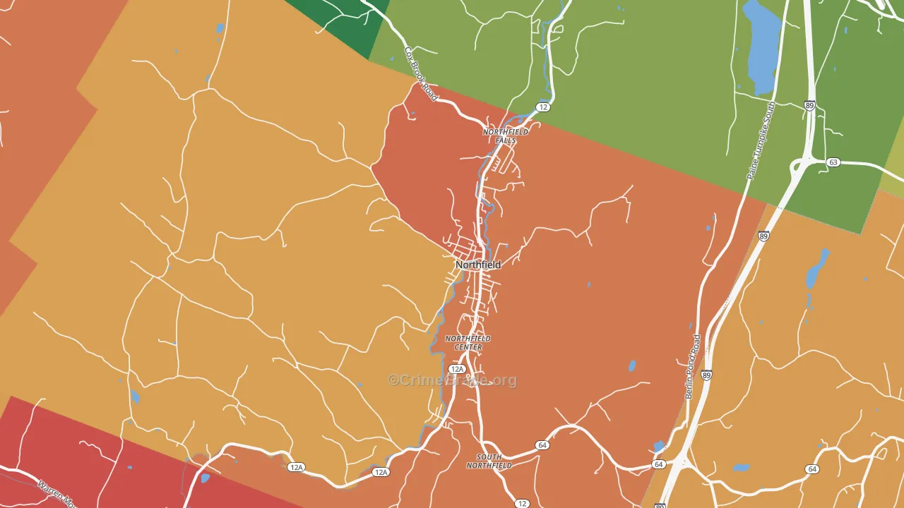 Northfield, VT Map of Arson Rates