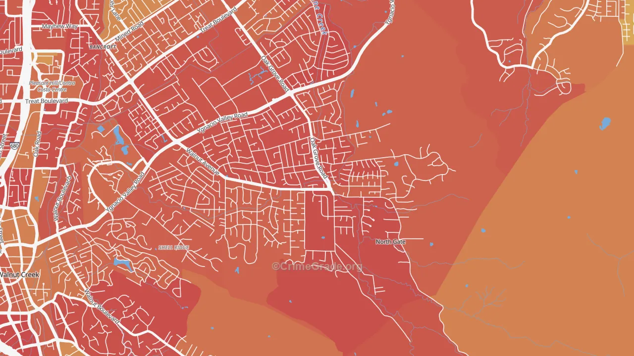 Northgate Area, Walnut Creek, CA Map of Arson Rates