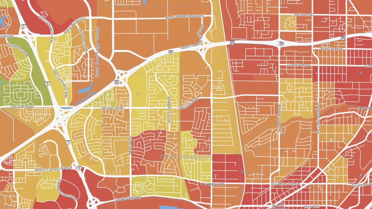 Northgate Sacramento, Sacramento, CA Map of Arson Rates