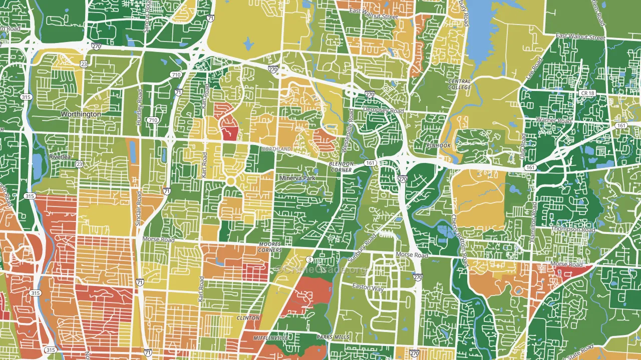 Northland, Columbus, OH Map of Arson Rates