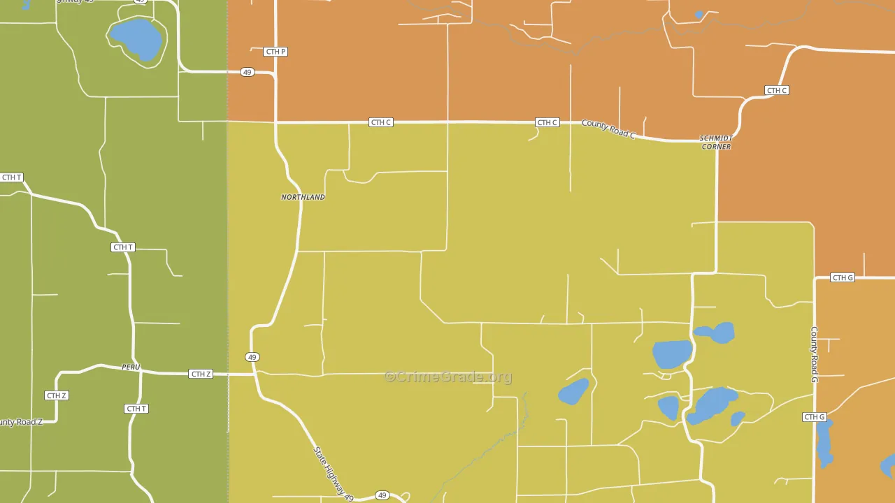 Northland, WI Map of Arson Rates