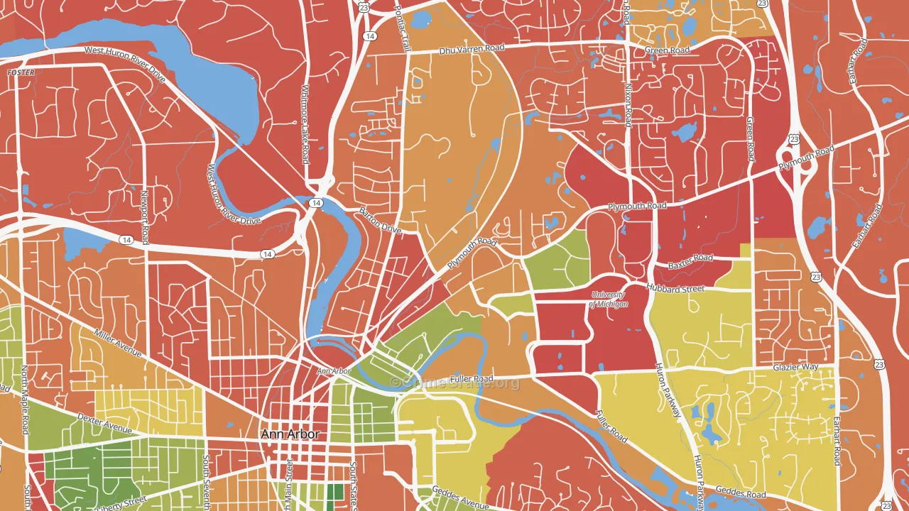 Northside Ann Arbor, Ann Arbor, MI Map of Arson Rates