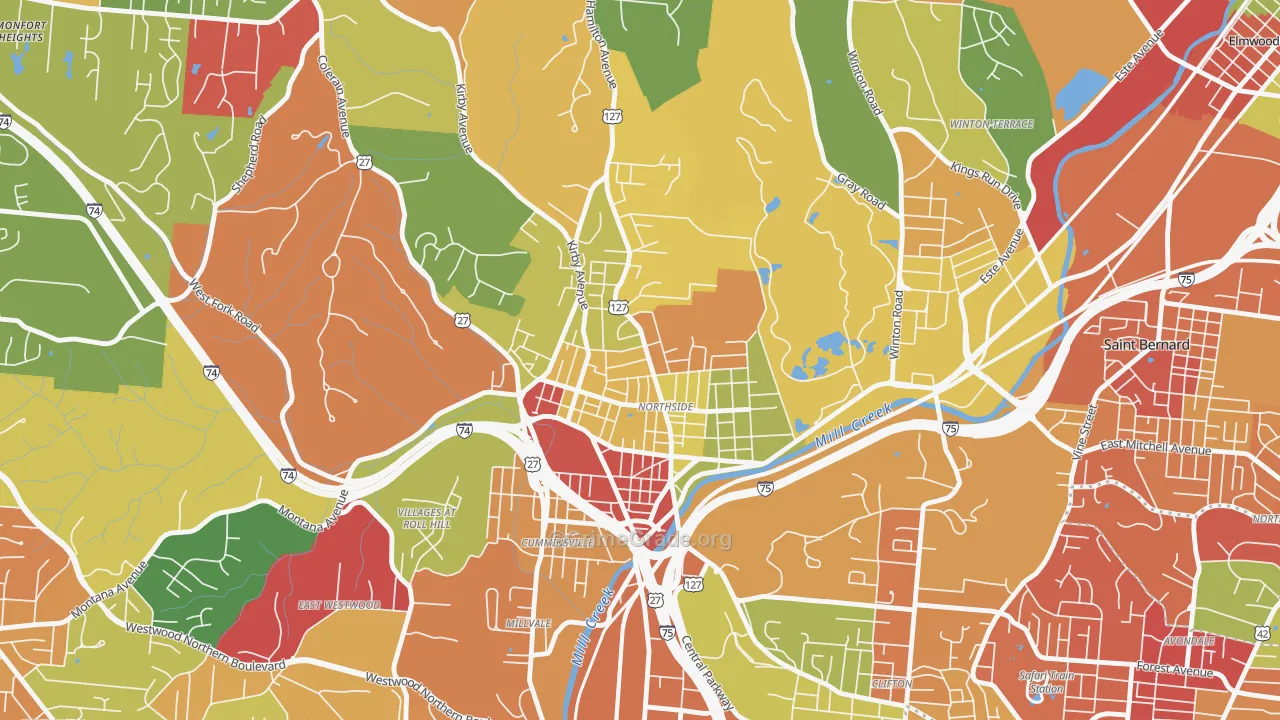 Northside, Cincinnati, OH Map of Arson Rates