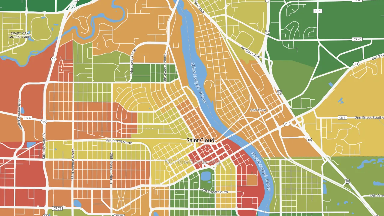 Northside Hester Park, St. Cloud, MN Map of Arson Rates