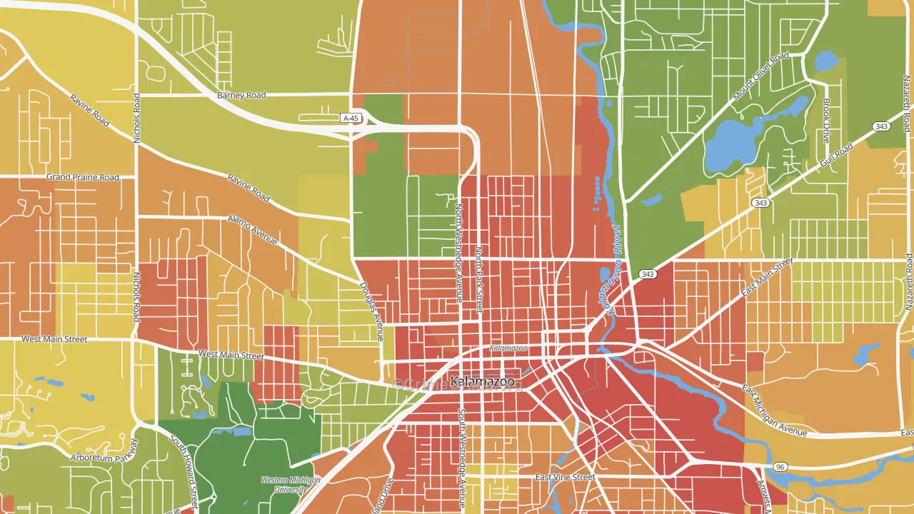 Northside, Kalamazoo, MI Map of Arson Rates