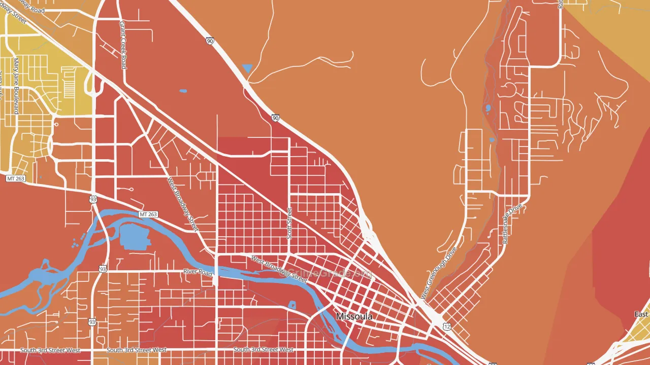 Northside, Missoula, MT Map of Arson Rates