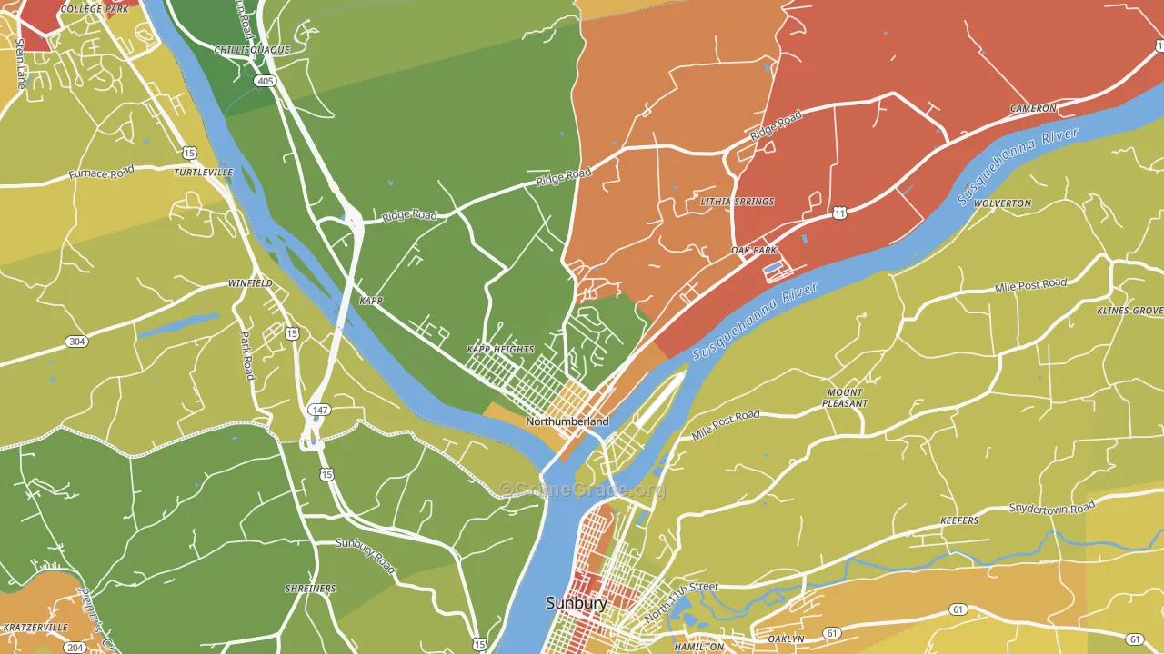 Northumberland, PA Map of Arson Rates