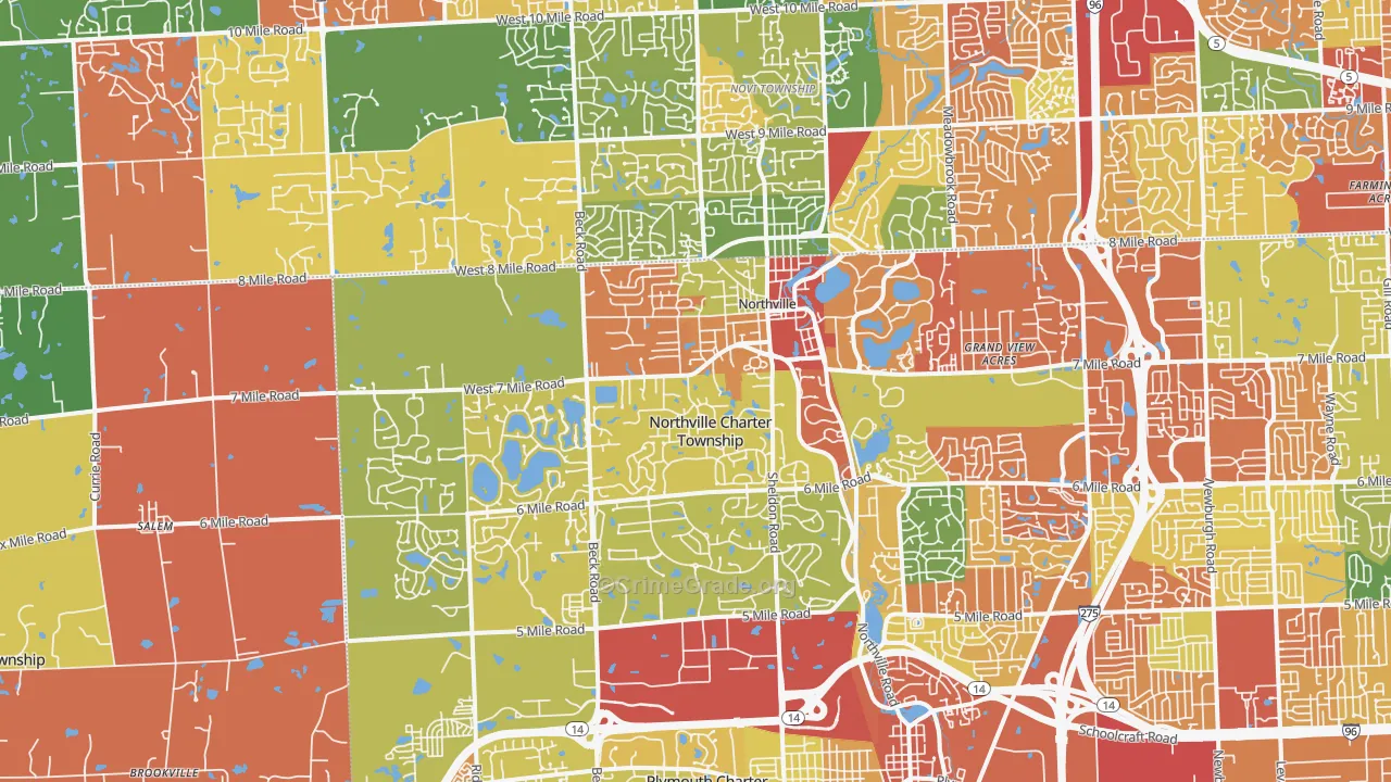 Northville, MI Map of Arson Rates