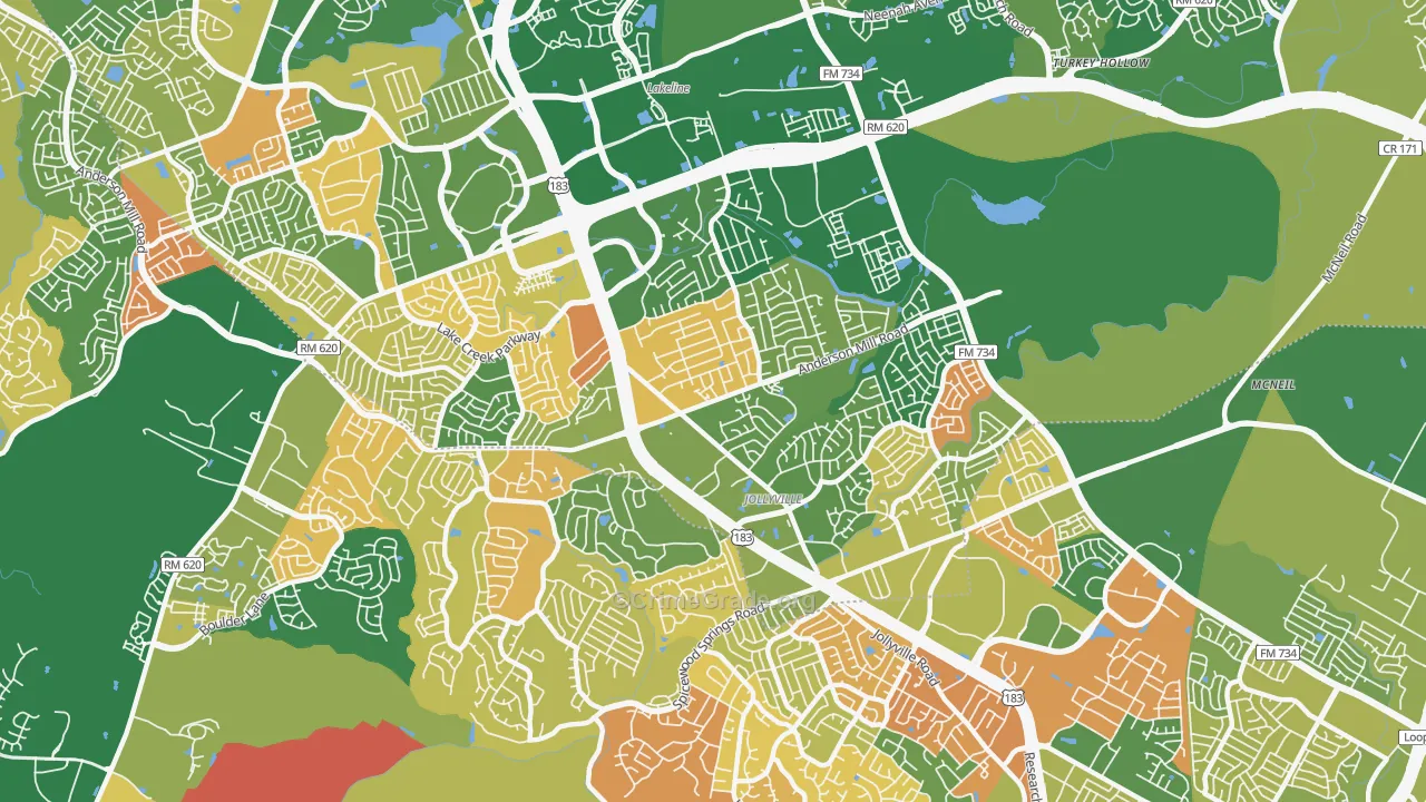 Northwest Austin, Austin, TX Map of Arson Rates