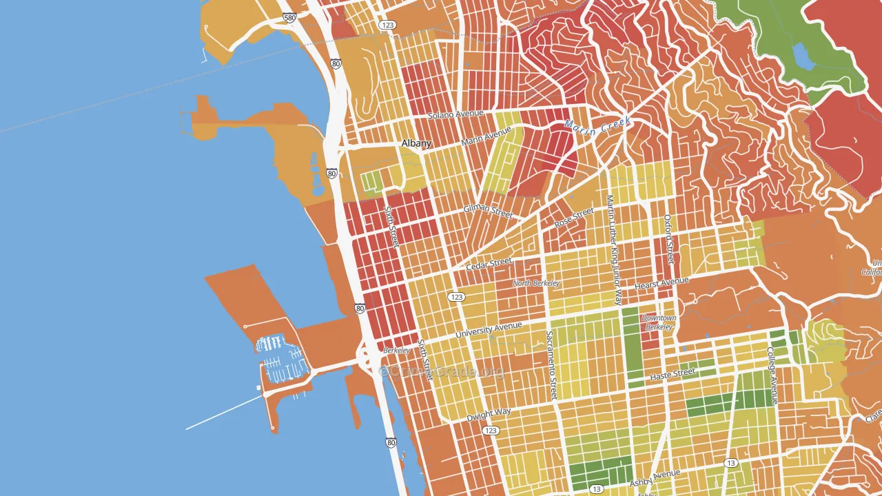 Northwest Berkeley, Berkeley, CA Map of Arson Rates