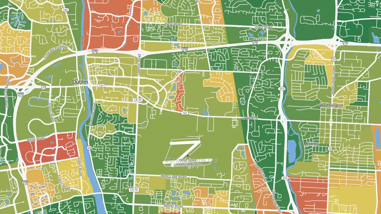 Northwest, Columbus, OH Map of Arson Rates