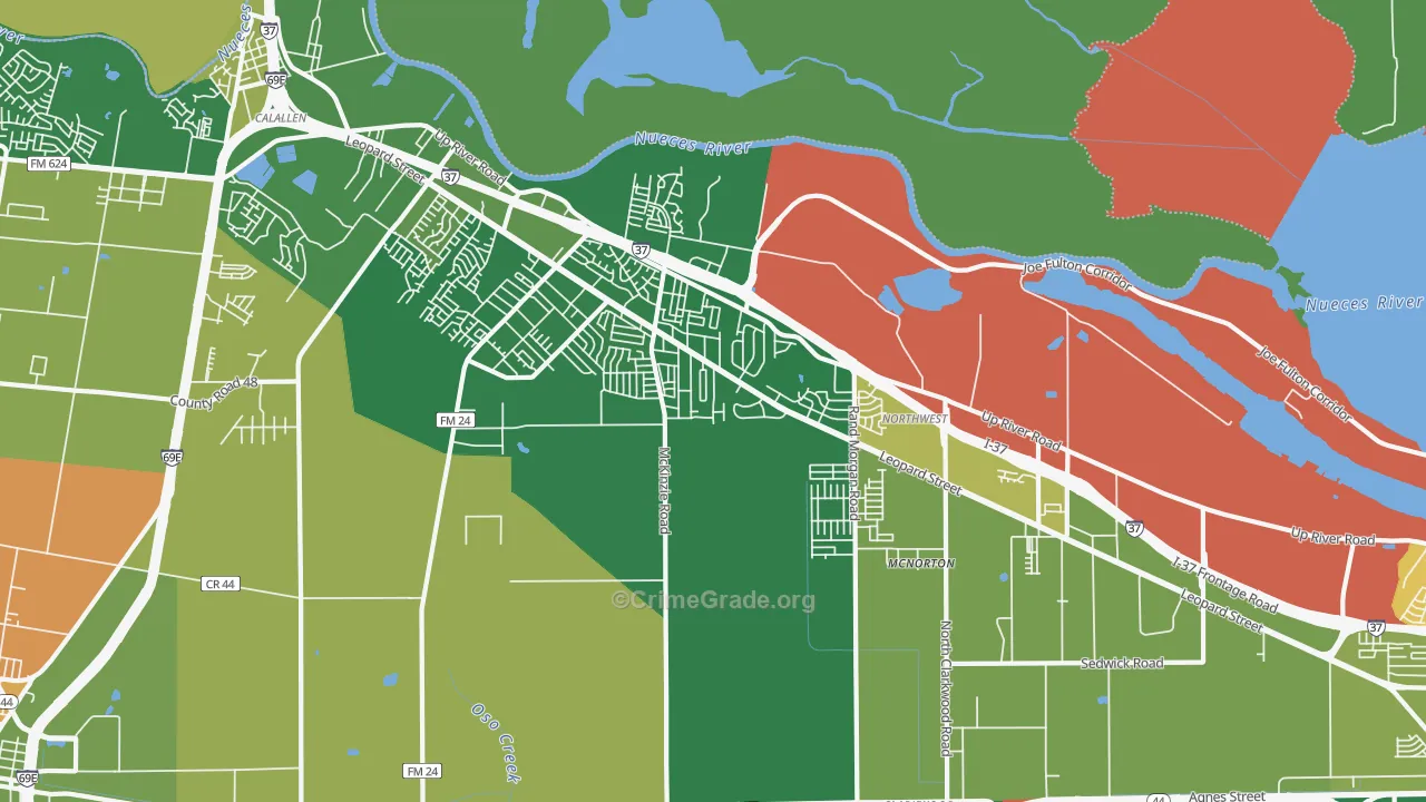 Northwest Corpus Christi, Corpus Christi, TX Map of Arson Rates
