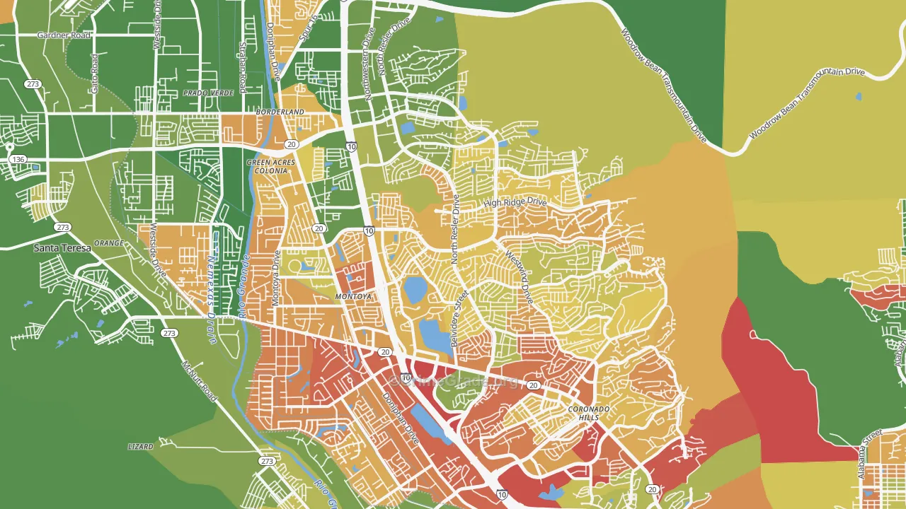 Northwest, El Paso, TX Map of Arson Rates