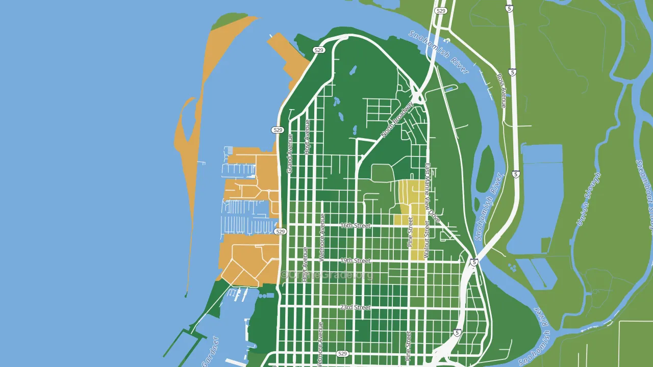 Northwest Everett, Everett, WA Map of Arson Rates