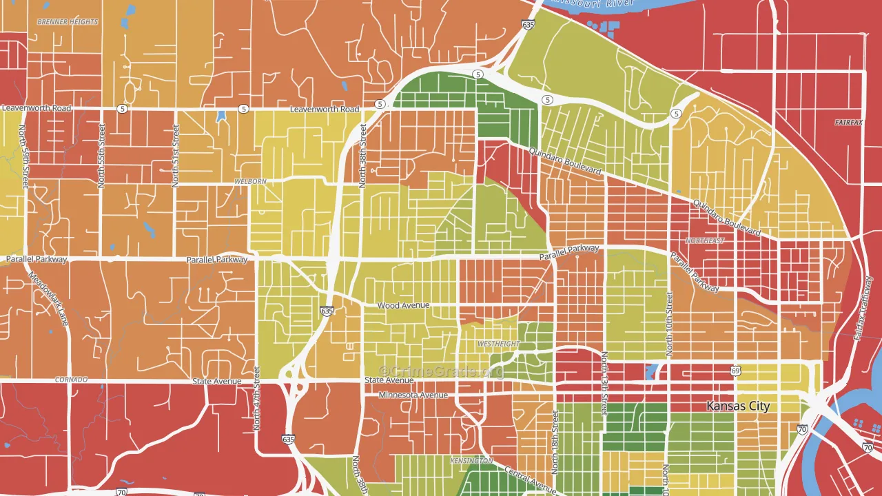 Northwest, Kansas City, KS Map of Arson Rates
