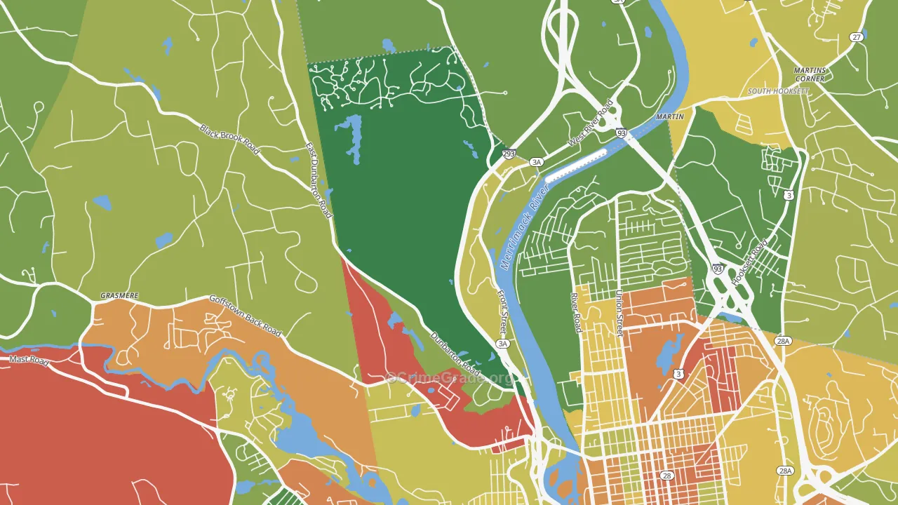 Northwest, Manchester, NH Map of Arson Rates