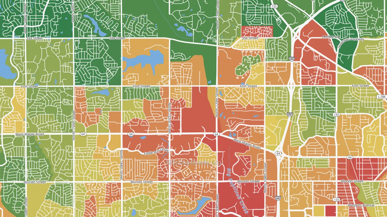Northwest Omaha, Omaha, NE Map of Arson Rates