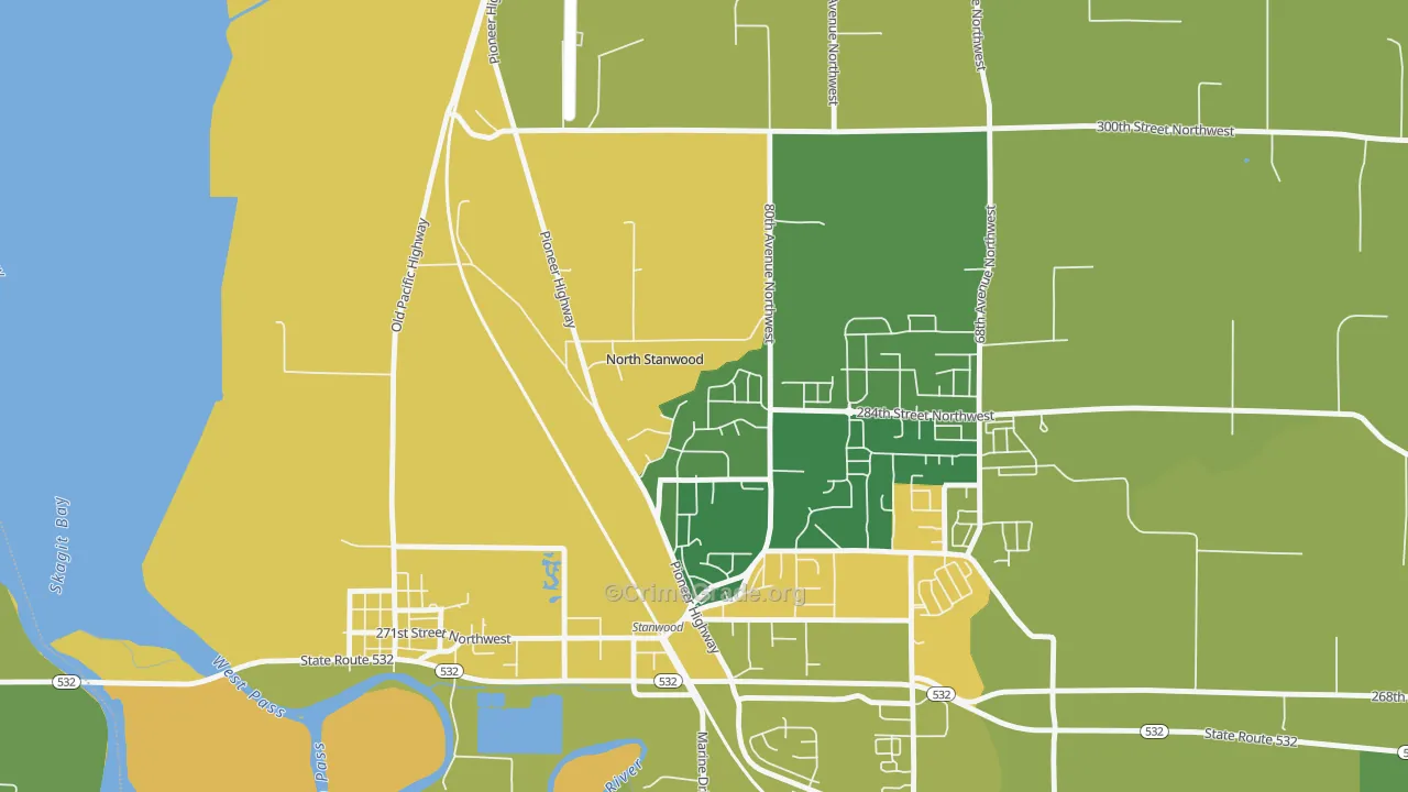 Northwest Stanwood, WA Map of Arson Rates