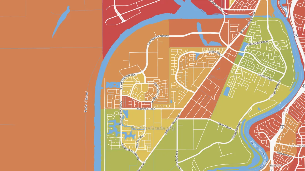 Northwest Village, West Sacramento, CA Map of Arson Rates