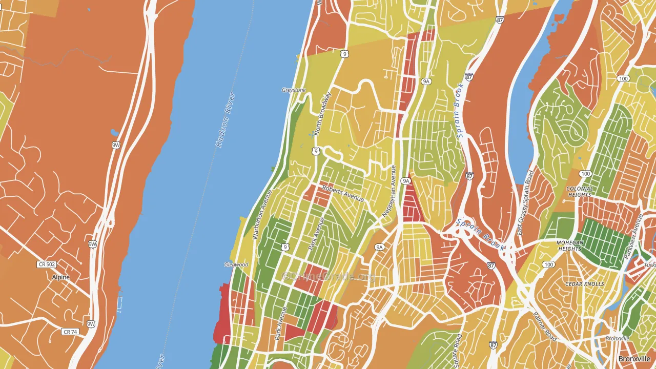 Northwest Yonkers, Yonkers, NY Map of Arson Rates