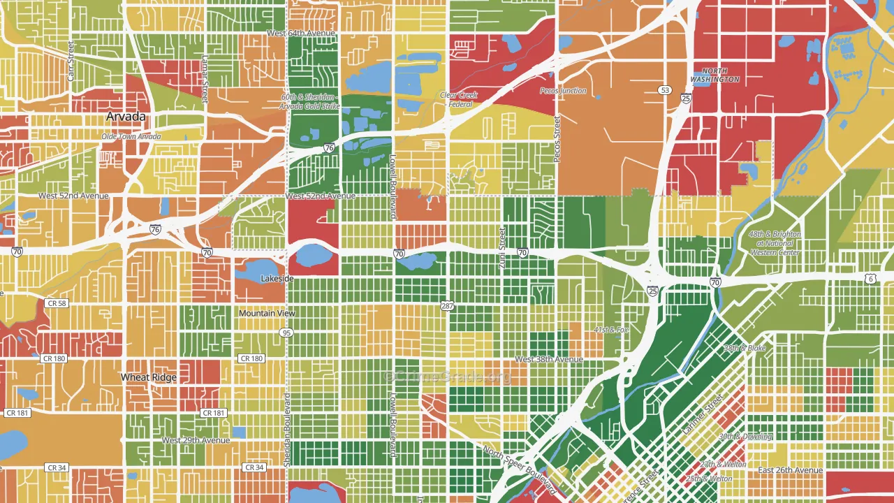 Northwestern Denver, Denver, CO Map of Arson Rates