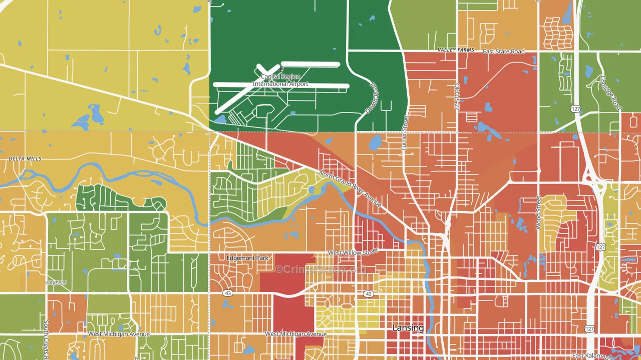 Northwestside, Lansing, MI Map of Arson Rates