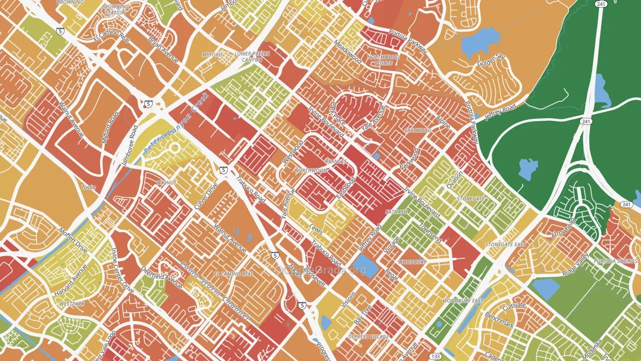 Northwood, Irvine, CA Map of Arson Rates