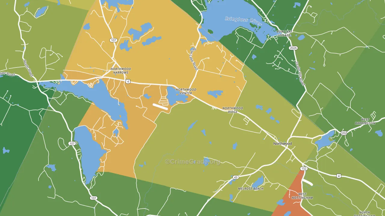 Northwood, NH Map of Arson Rates