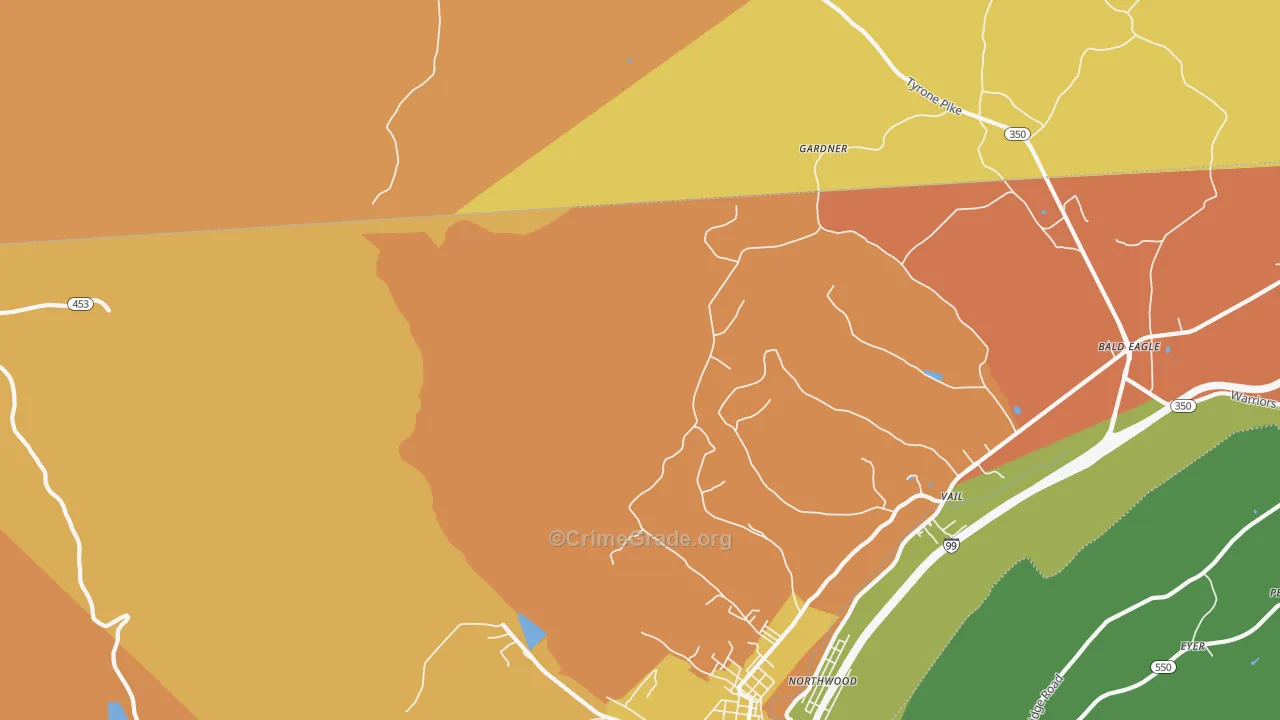 Northwood, PA Map of Arson Rates