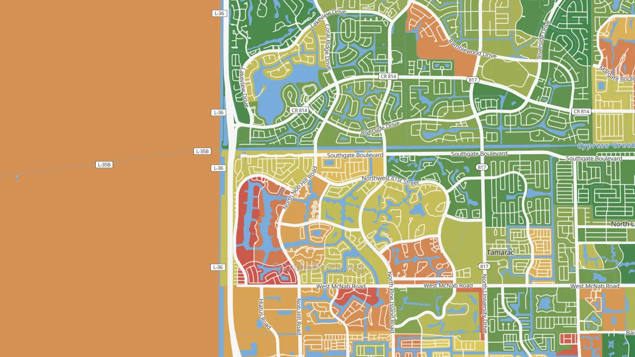 Northwood, Tamarac, FL Map of Arson Rates