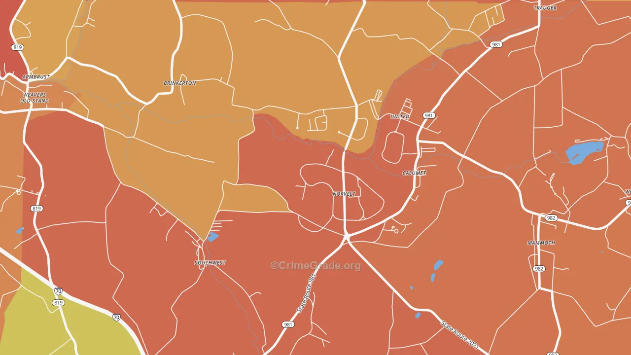 Norvelt, PA Map of Arson Rates