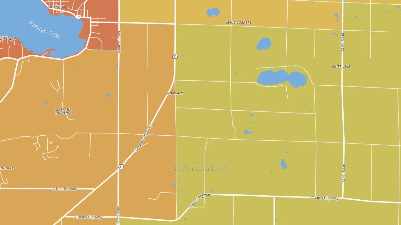 Norwalk, MI Map of Arson Rates