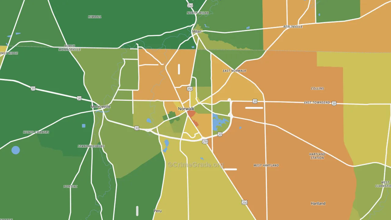 Norwalk, OH Map of Arson Rates